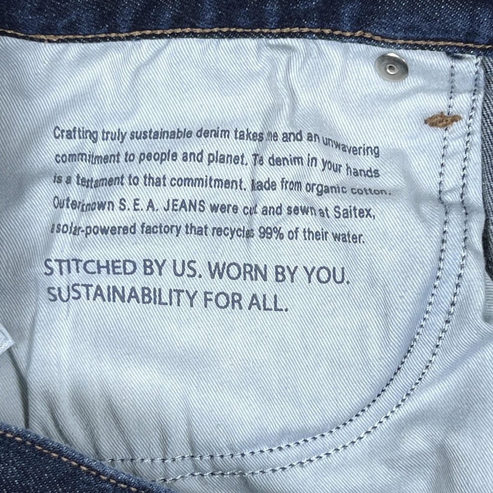 Outerknown S.E.A. Local Straight Jeans Mens 33x34‎ Blue Organic Stretch Denim - Picture 5 of 10